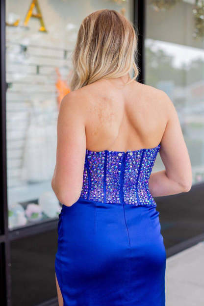Royal Blue/Blue Mermaid Prom Dress with Beading �?Strapless Long Style for a Captivating Look