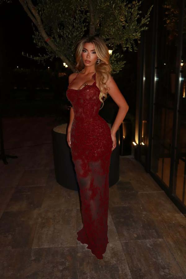 Halter Sleeveless Long Mermaid Formal Dress With Lace Embroidery