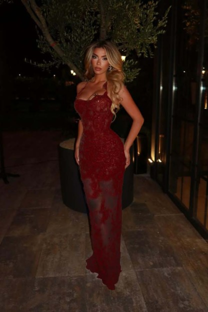 Halter Sleeveless Long Mermaid Formal Dress With Lace Embroidery