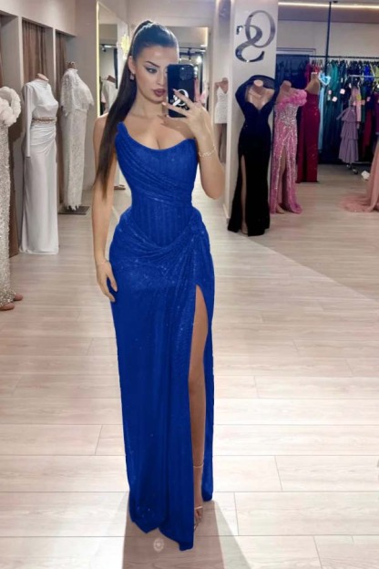 Strapless Sleeveless Mermaid Long Formal Dress With High Split