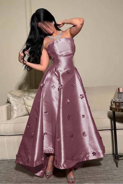 Strapless Sleeveless Long Formal Dress With Pleated Appliques
