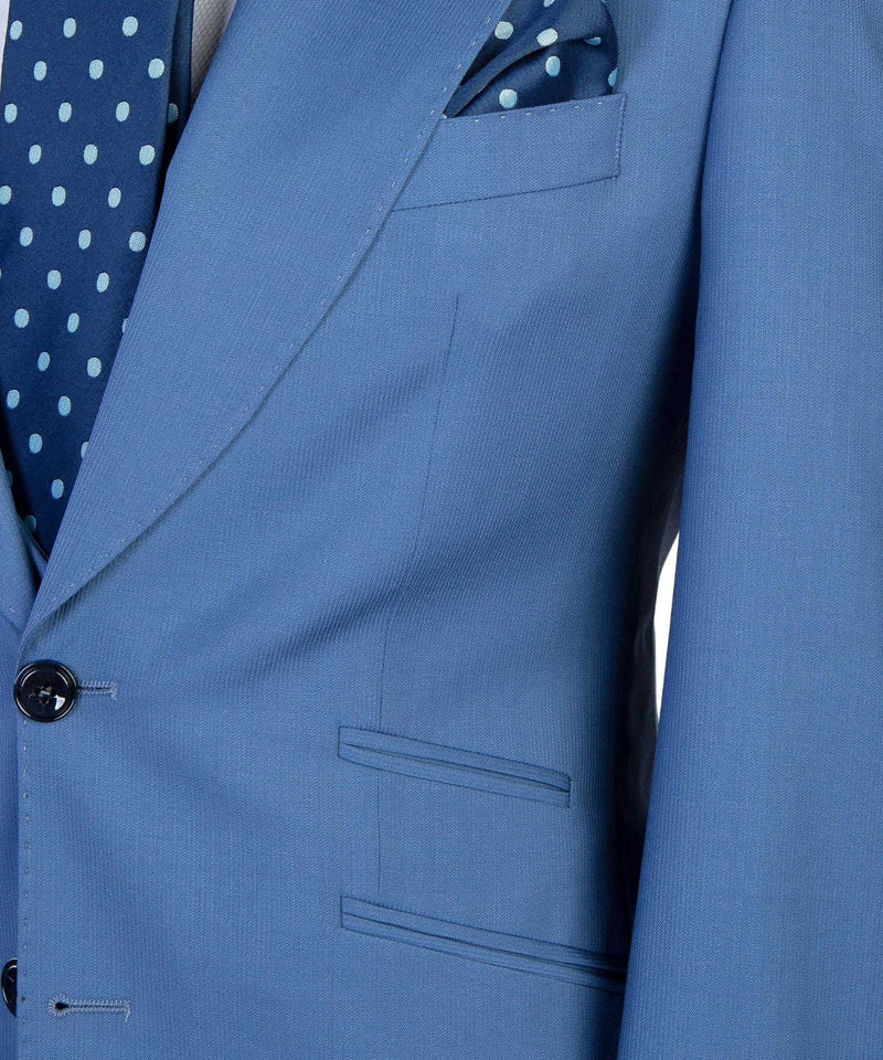Eliot Modern Blue Peaked Lapel Three-Piece Men's Suits for Business