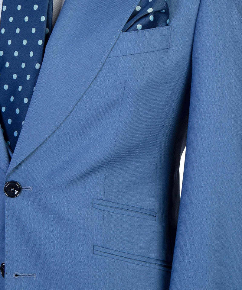 Eliot Modern Blue Peaked Lapel Three-Piece Men's Suits for Business