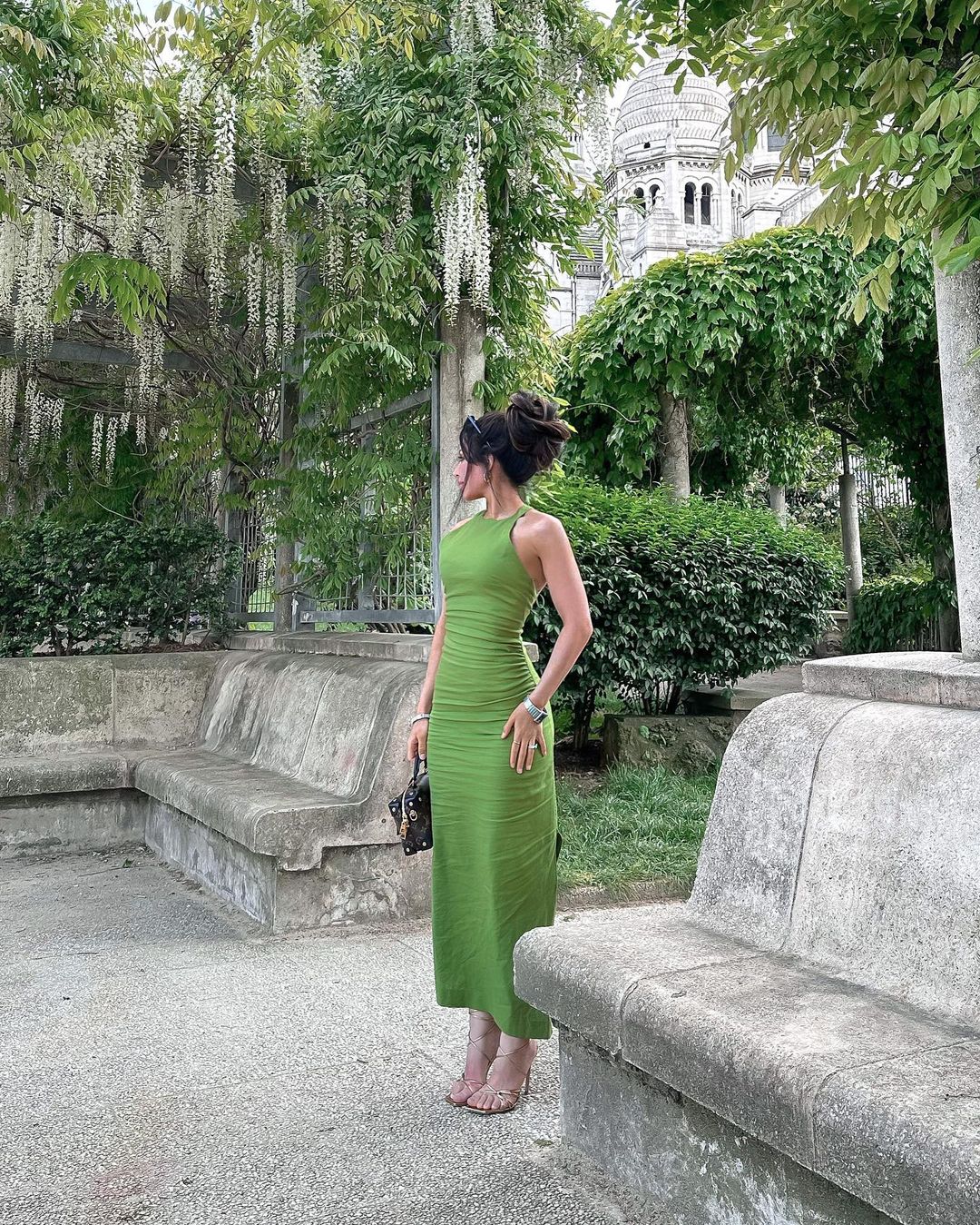 Chic Green Halter Sleeveless Prom Dress With Split