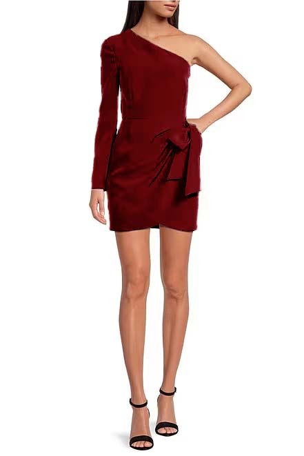 Elegant Black One Long Sleeve Off Shoulder Special Short Mini cocktail Dress