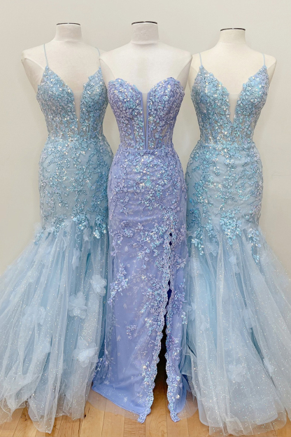 Lavender Off-the-Shoulder Mermaid Corset Prom Dress with Charming Appliques