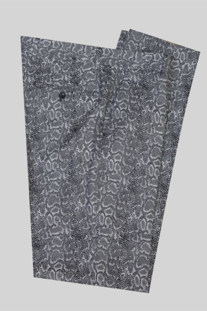 Khalil Gray Black Lapel Jacquard Wedding Men's Suits with Double-Breasted