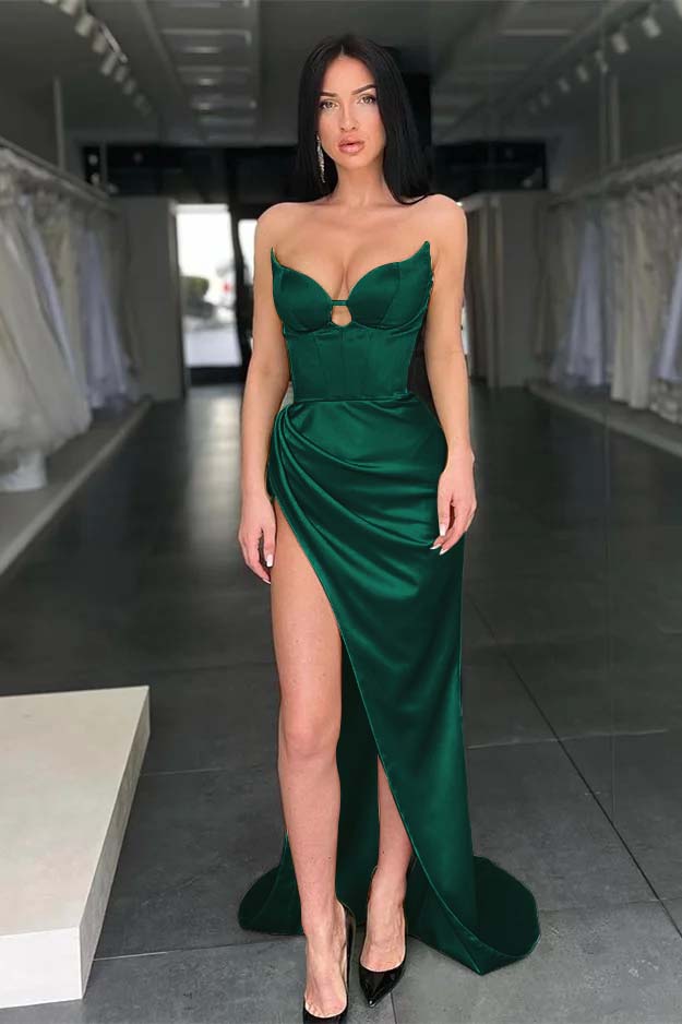 Light Green Mermaid Sweetheart Evening Dress With Split