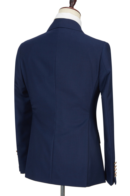 Formal Morris Dark Navy Double-Breasted Peak Lapel Men's Suit for Prom