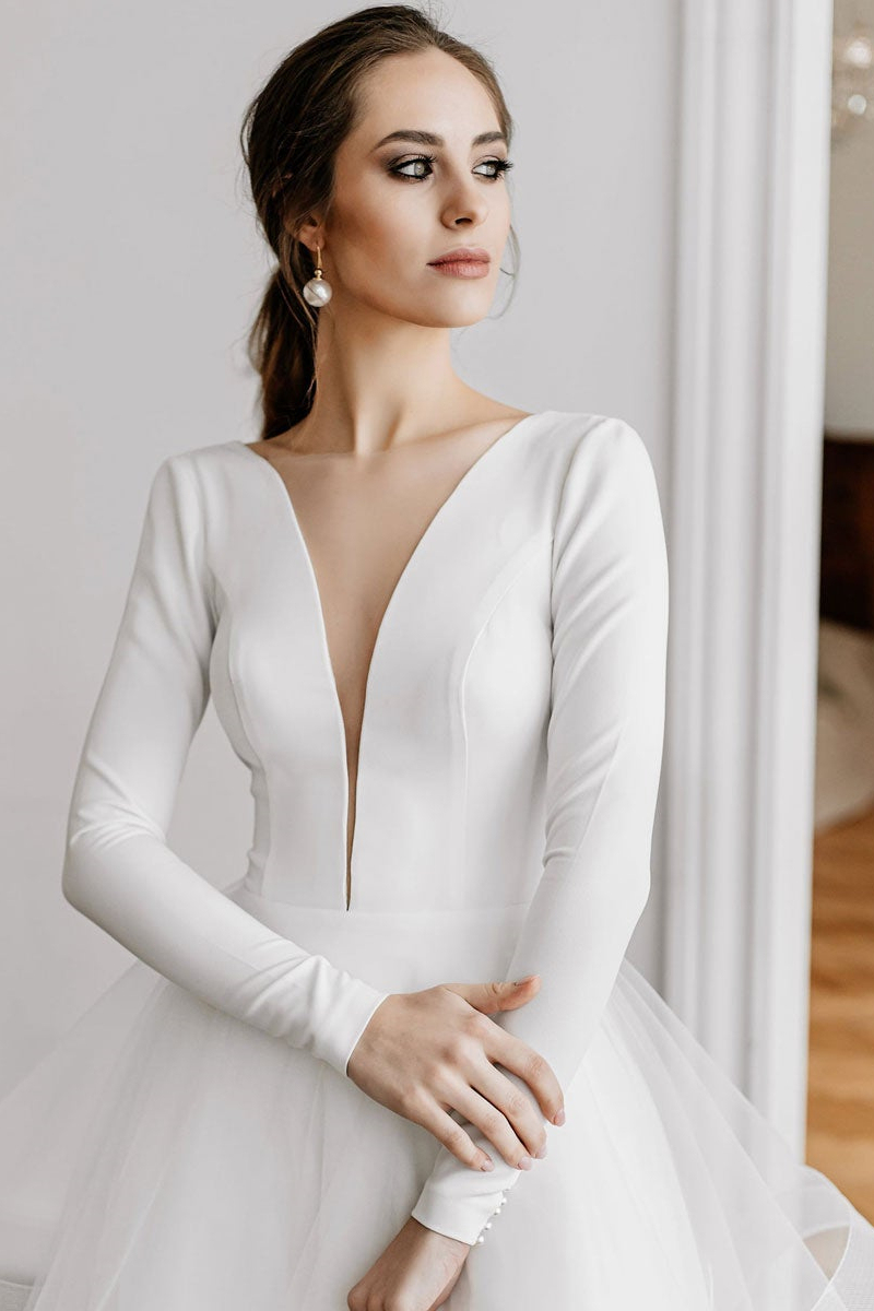 Tulle Long Sleeves Wedding Dress