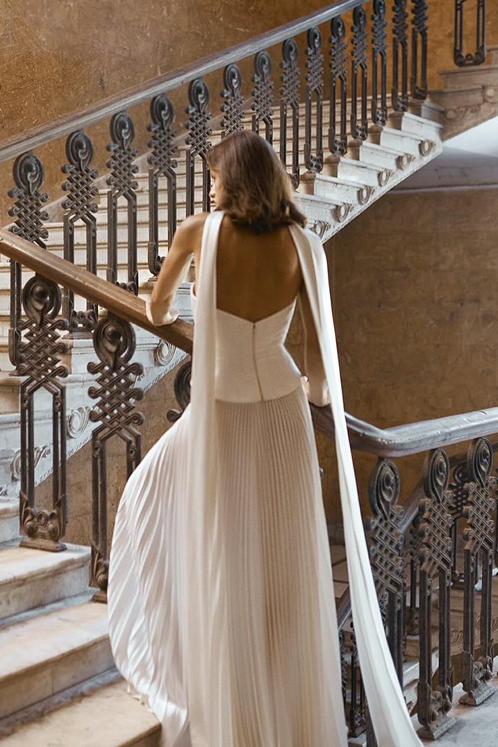 White Strapless Sleeveless Long Formal Dress With Pleated Ruffles