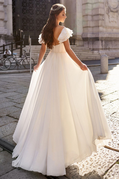 Chiffon Off-the-Shoulder Wedding Dress