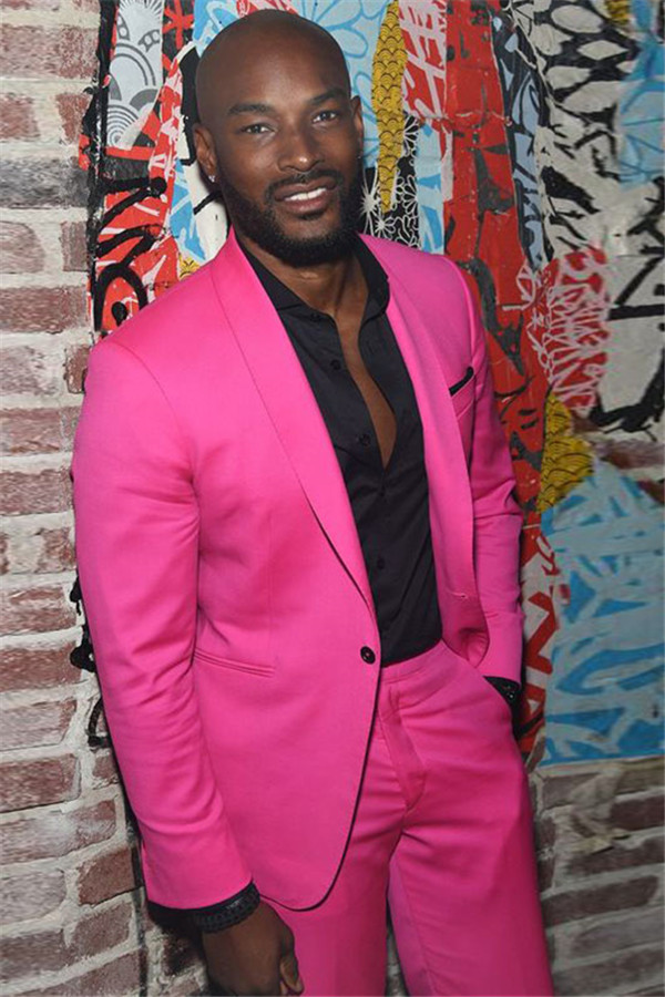Fashion Fuchsia Shawl Lapel Prince Suit for Groom with One Button