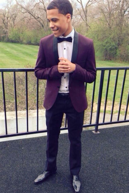 Fashion Purple Designer Wedding Suits for Men with Black Lapel