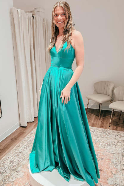 Burgundy Long Prom Dress with Simple A-Line Cut and Criss Cross Spaghetti Straps