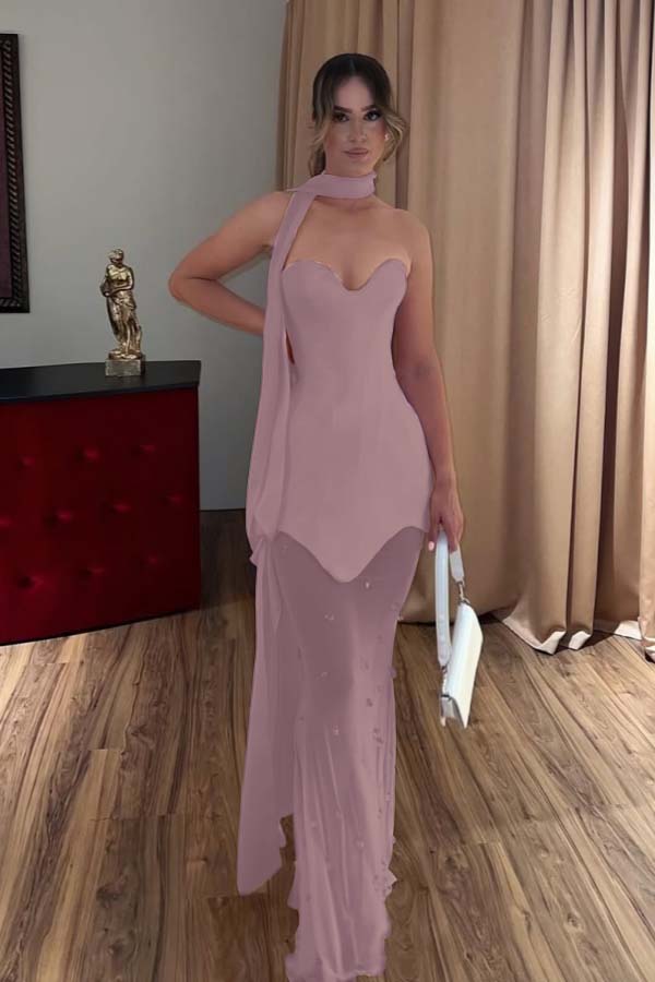 Strapless Sweetheart Sleeveless Long Mermaid Formal Dress With Beading
