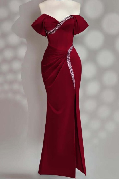 Sleeveless Off the Shoulder Long Mermaid Formal Dress With Beading
