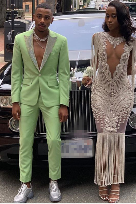 New Arrival Jade Peaked Lapel Two-Piece Bespoke Party Prom Suit for Man