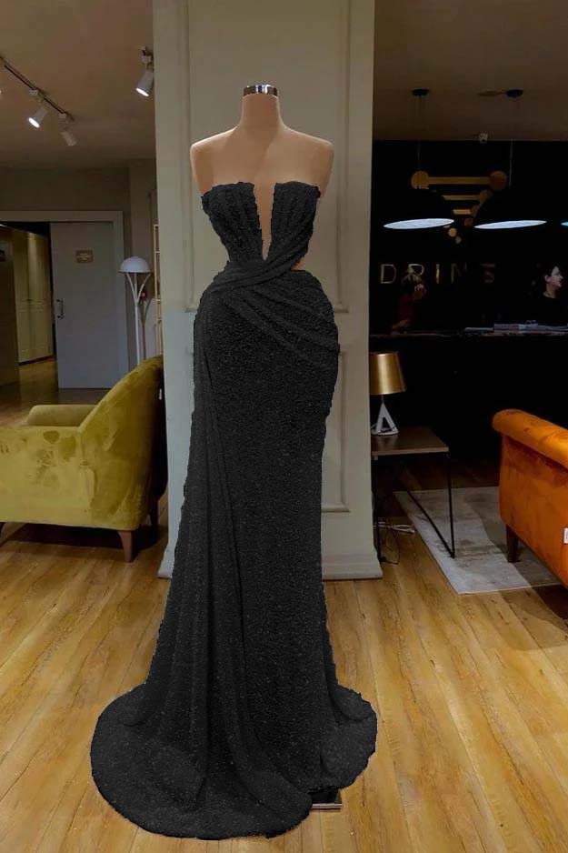 Sequins Sleeveless Gorgeous White Strapless Formal Dress With Pleated Online