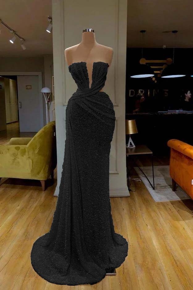 Sequins Sleeveless Gorgeous White Strapless Formal Dress With Pleated Online
