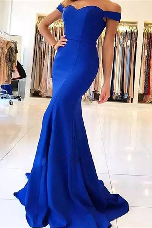 Off-The-Shoulder Mermaid Royal Blue Evening Dress