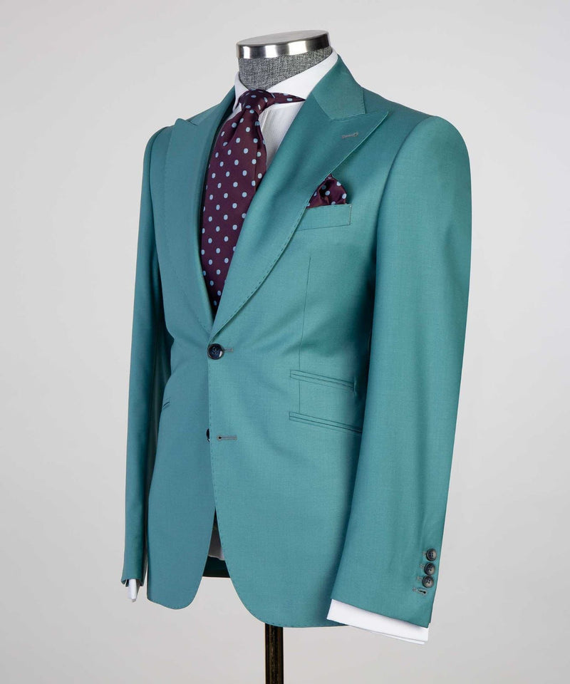 Ebenezer Green Fashion Three-Piece Peaked Lapel Two-Button Men's Suits