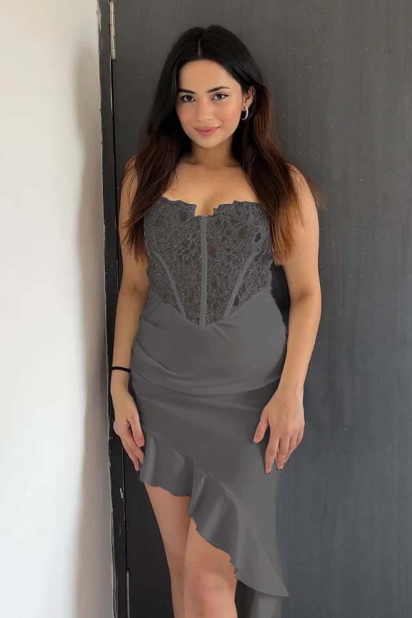 Strapless Sweetheart Sleeveless Formal Dress With Pleated Ruffle