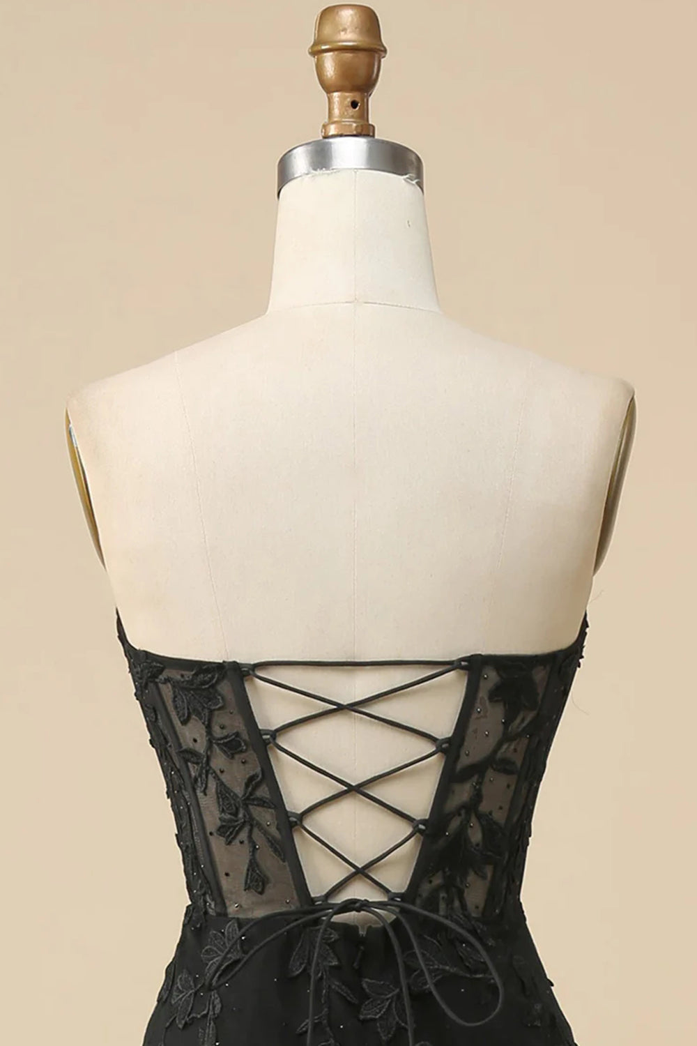 Sweetheart Long Pink Lace Corset Prom Dress with Slit