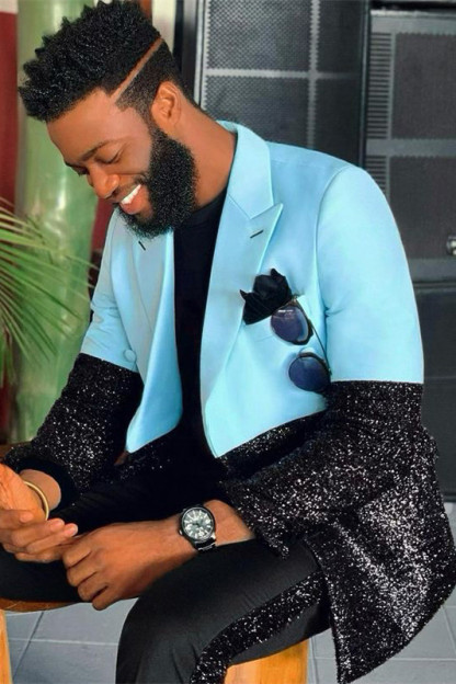 Gorgeous Sparkly Blue and Black Best-Fitted Wedding Outfits for Guys