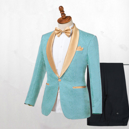 Stylish Jacquard Wedding Suit with Shawl Lapel for Men