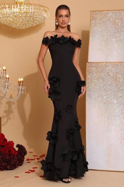 Off the Shoulder Sleeveless Long Mermaid Formal Dress With Appliques
