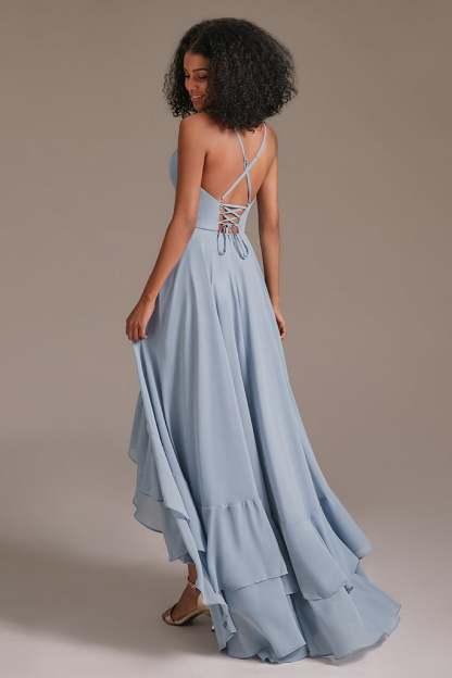 V-Neck Chiffon Spaghetti-Straps Bridesmaid Dress