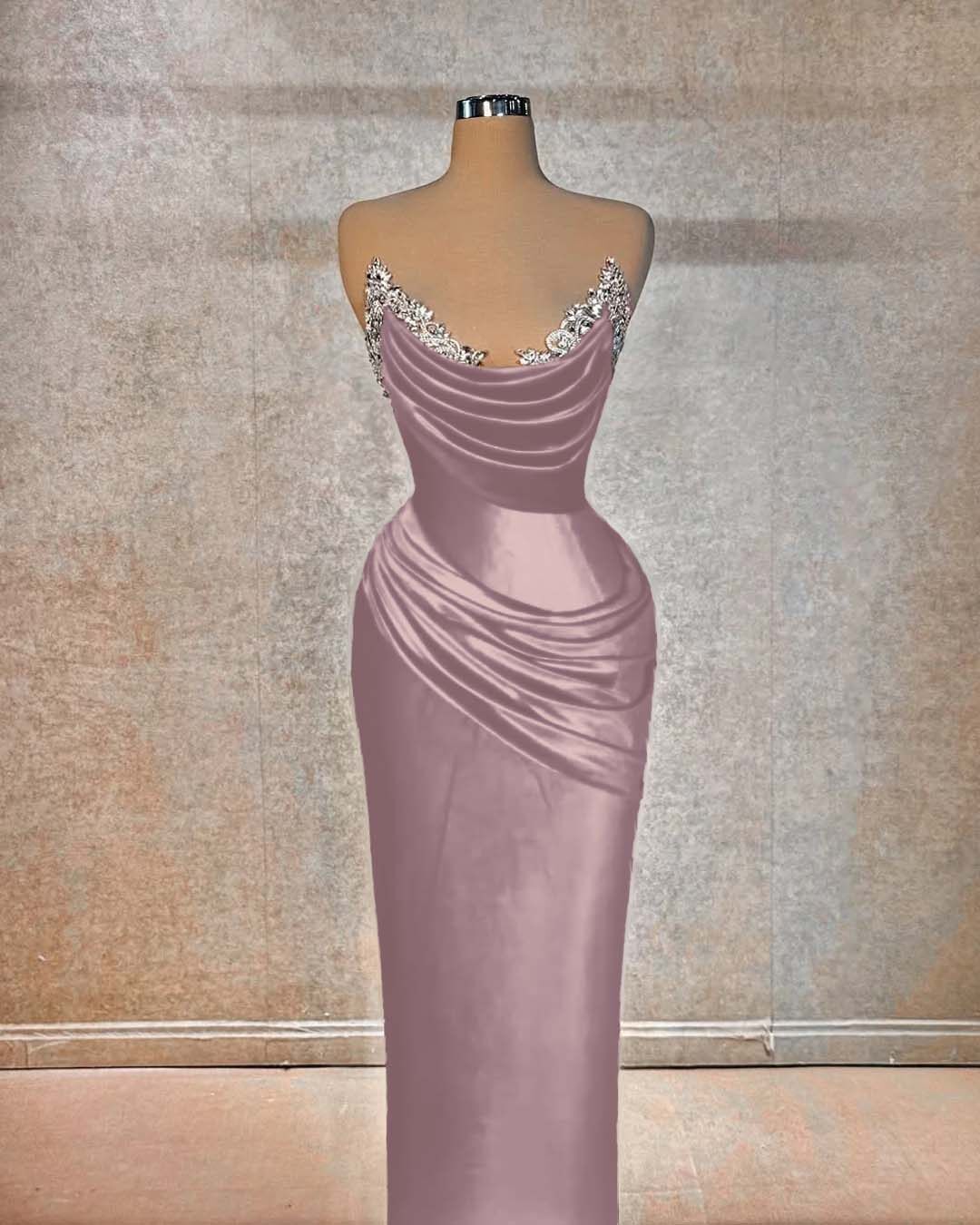 Chic Strapless Sleeveless Long Formal Dress With Beading Pleated