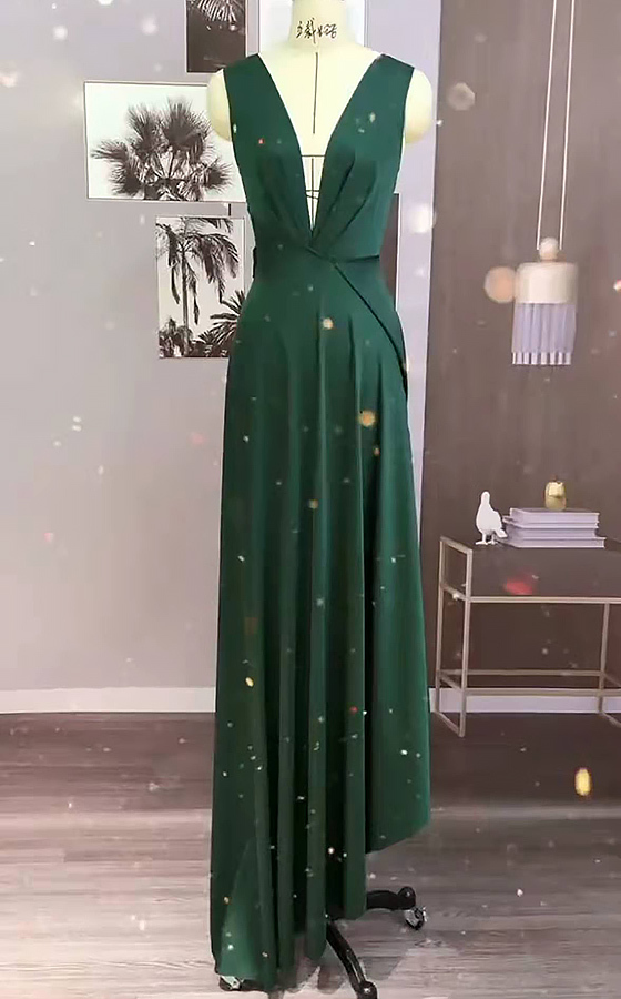 Dark Green Sleeveless Bridesmaid Dress