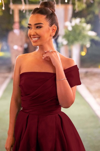 One Shoulder Dark Green Mermaid Front Split Evening Dress With Bowknot Strapless