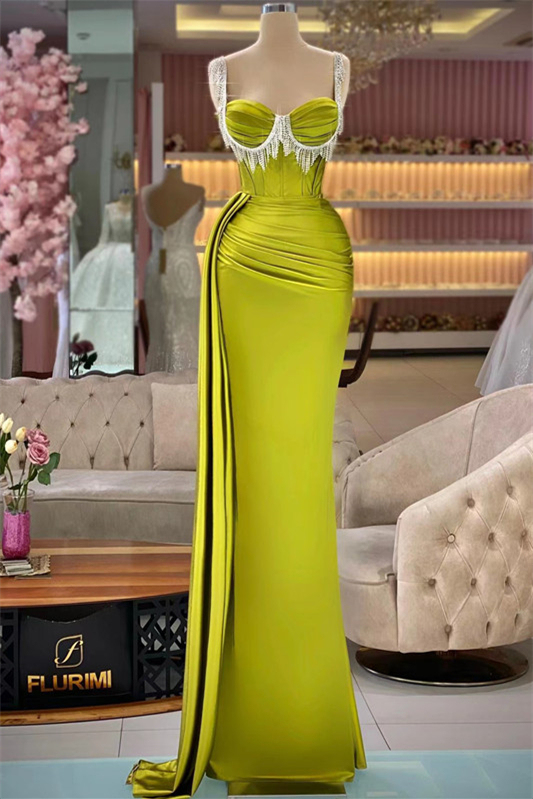 Gorgeous Straps Sleeveless Long Mermaid Evening Dress With Tassels