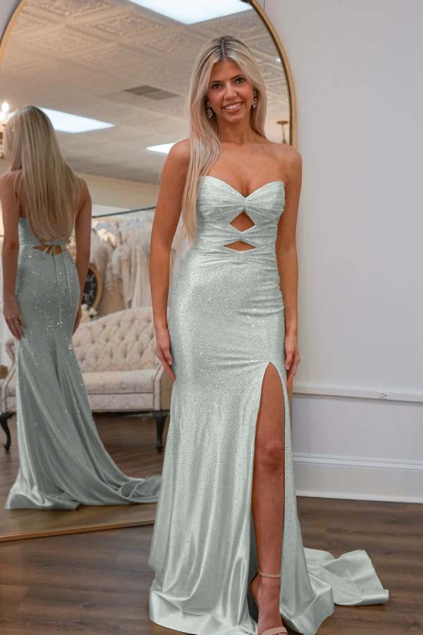 Strapless Sweetheart Sleeveless Mermaid Formal Dress With High Split