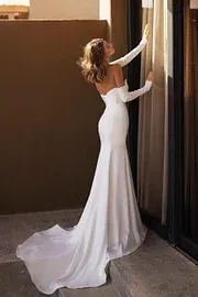 Chic Strapless Sleeveless Split Long Formal Dress With Ruffles