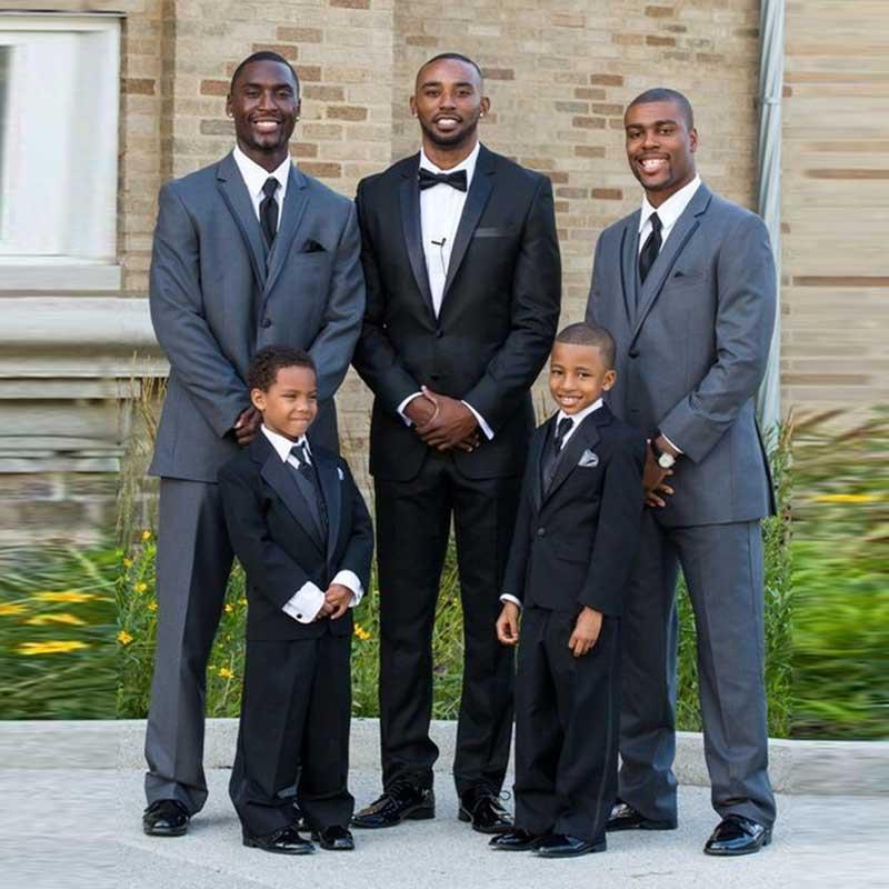 Modern Black Silk Notched Lapel Two-Piece Wedding Suit for Men