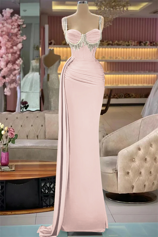 Gorgeous Straps Sleeveless Long Mermaid Evening Dress With Tassels