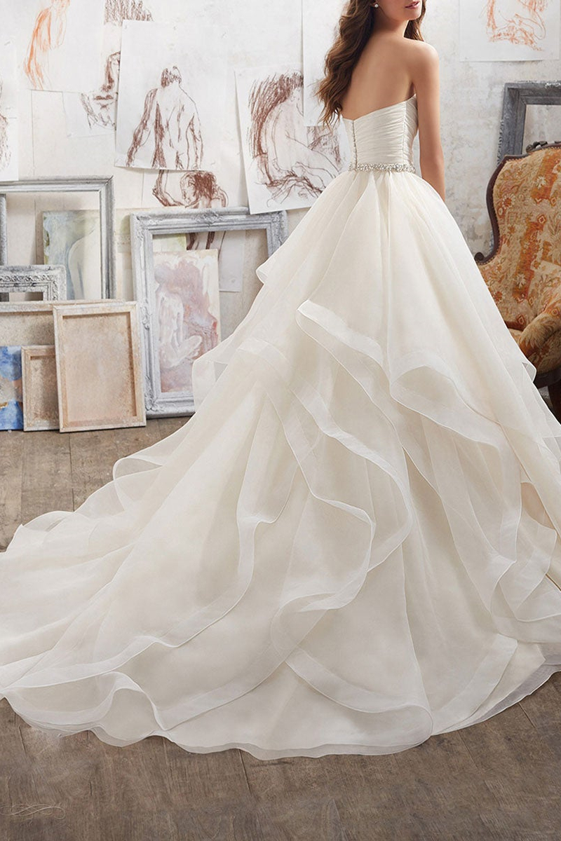 Tulle Sweetheart Wedding Dress Ruffles