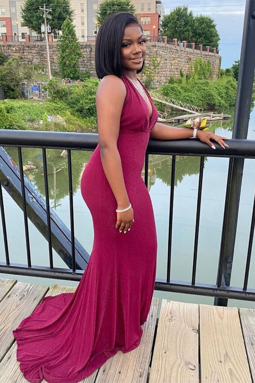 Chic Halter Sleeveless Long Evening Dress