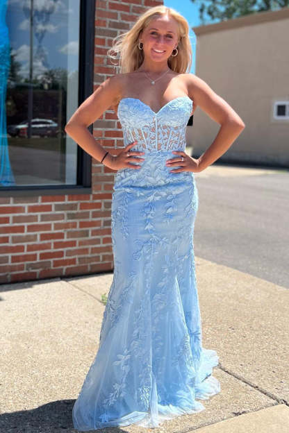 Strapless Black Prom Dress Featuring Appliques