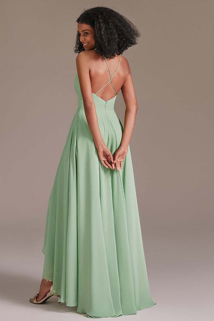 V-Neck Chiffon Sleeveless Bridesmaid Dress