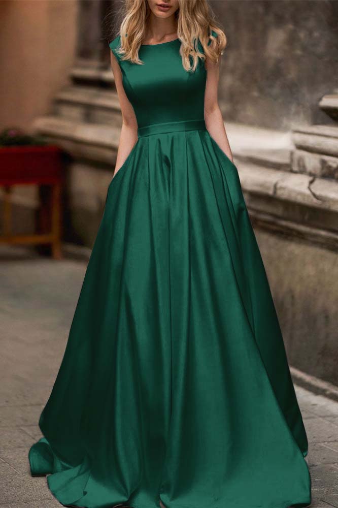 Cap Sleeves Wedding Dress with Pockets