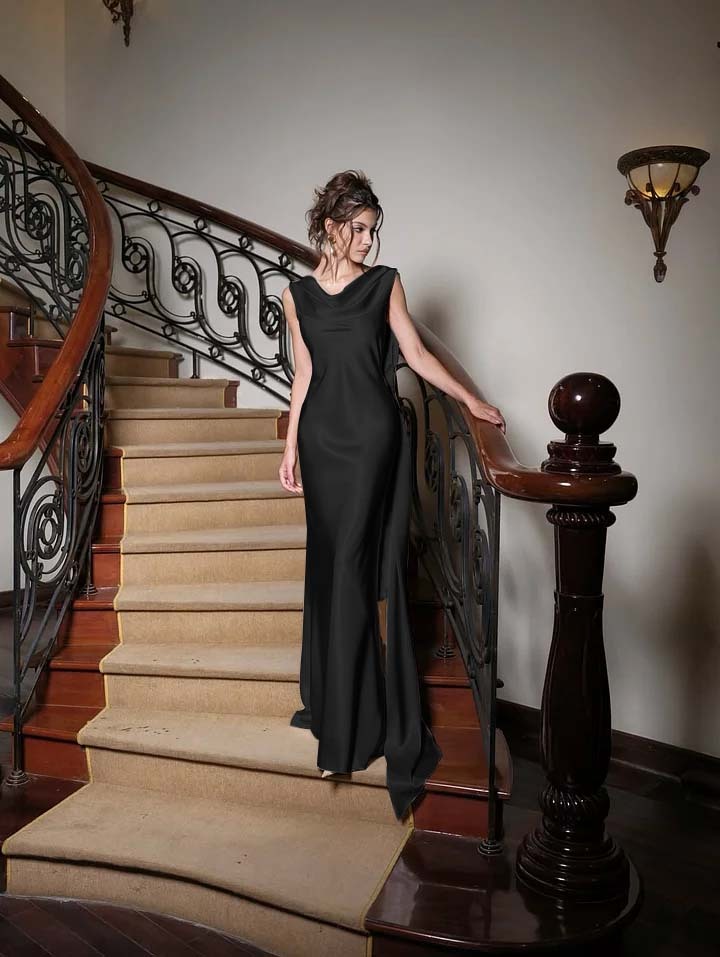 Charming V Neck Sleeveless Long Mermaid Formal Dress With Pleated