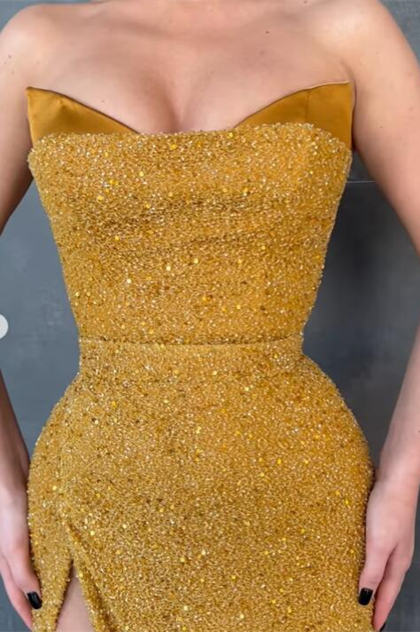 Sequins Sweetheart Mermaid Long Evening Dress With Split