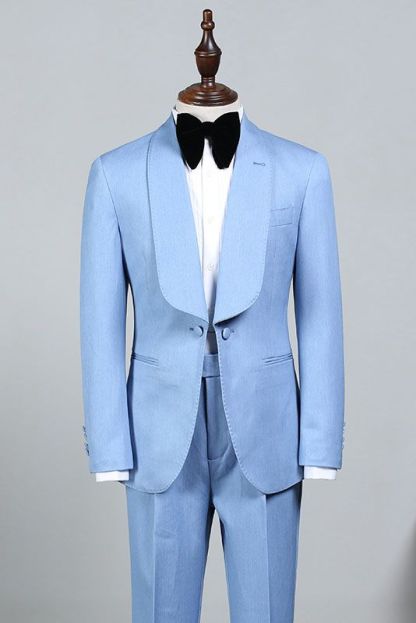 Sky Blue Rock Stylish Bespoke Wedding Suit for Grooms