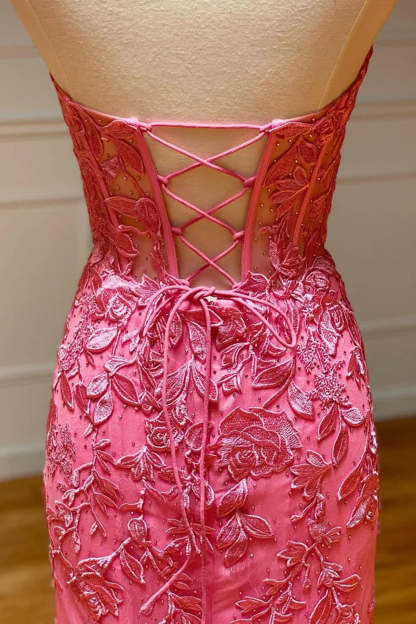 Strapless Black Prom Dress Featuring Appliques