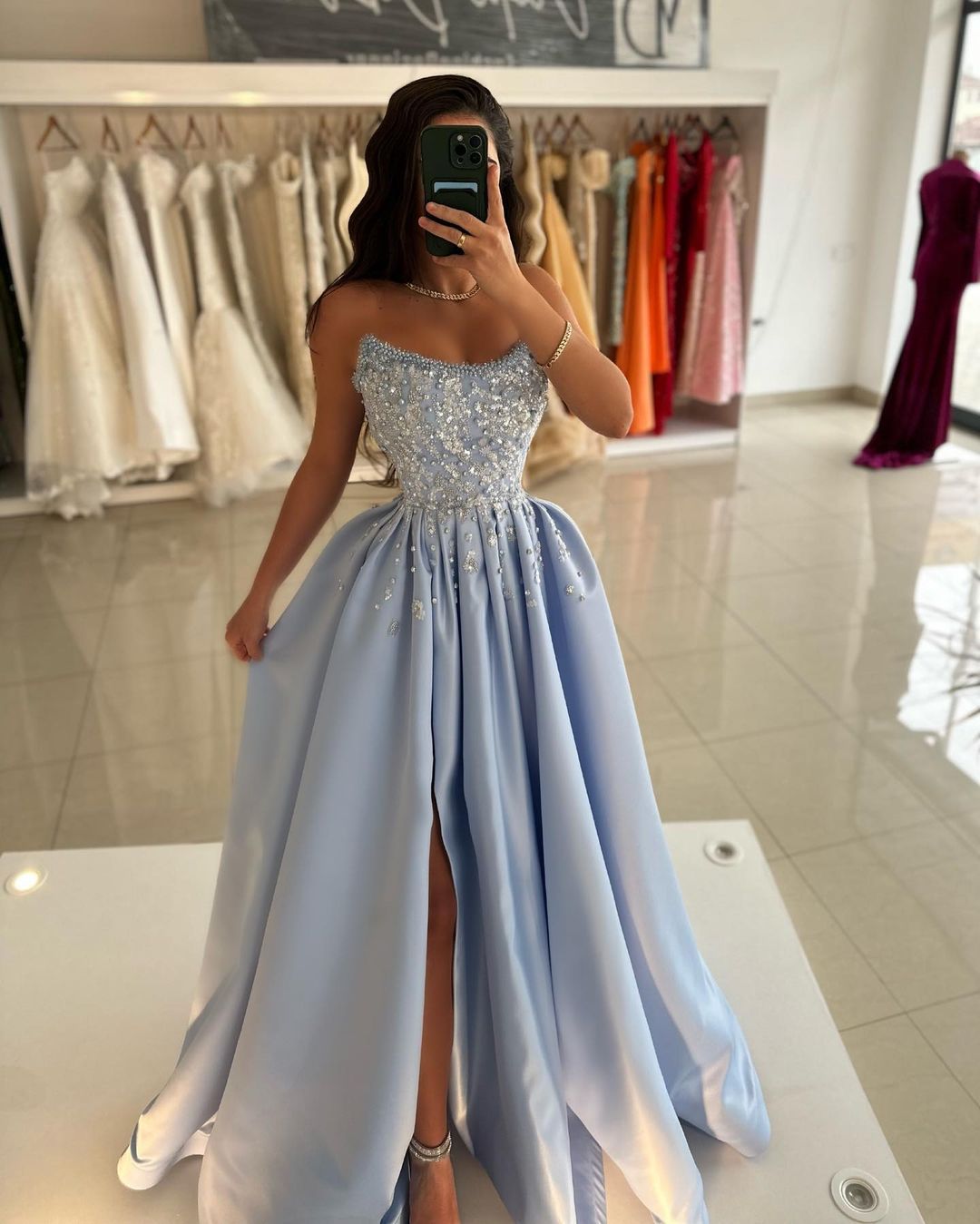 Elegant Off-The-Shoulder Lilac Beading Embroidery Princess Long Prom Dress